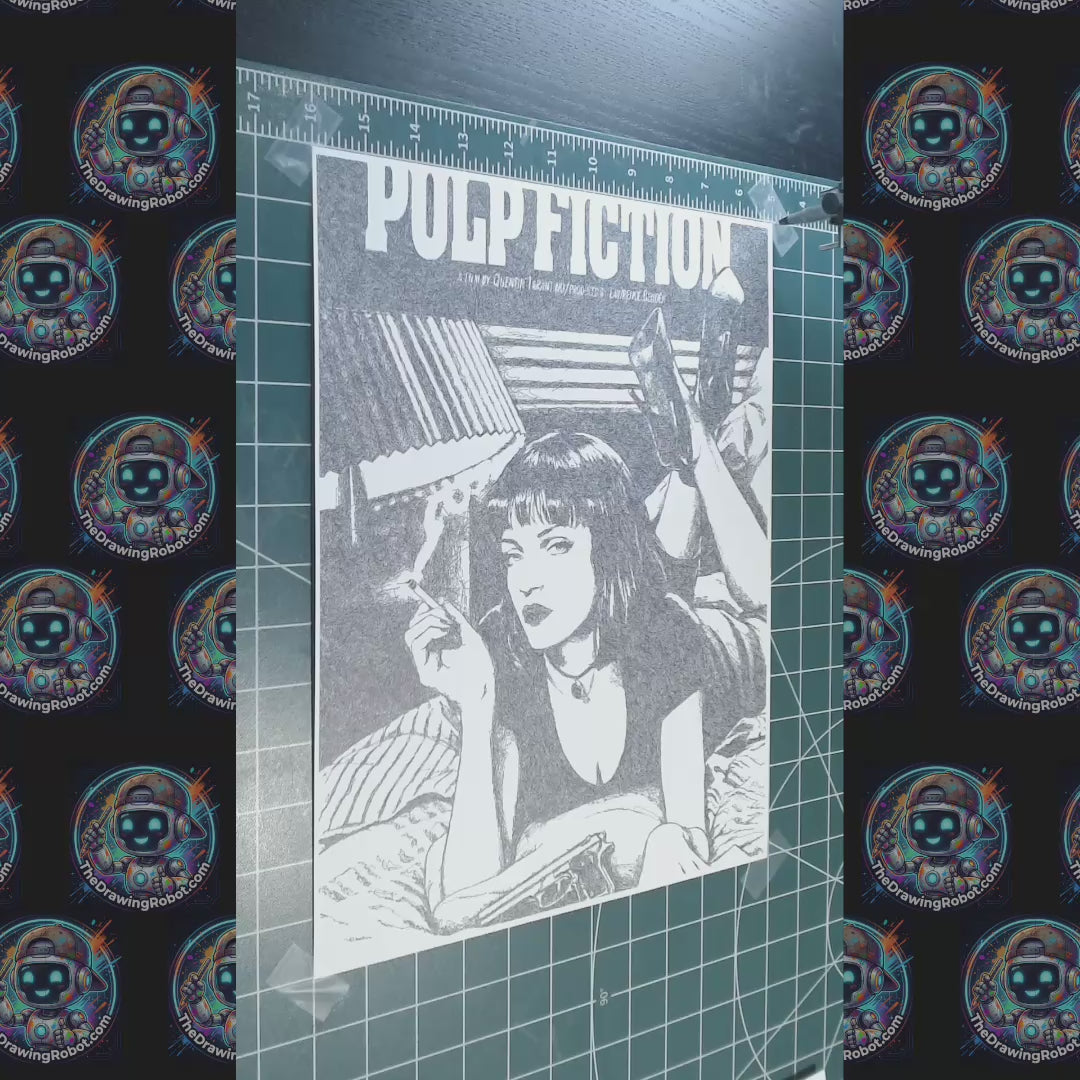 Pulp Fiction Movie Poster Pen Plotter Line Drawing