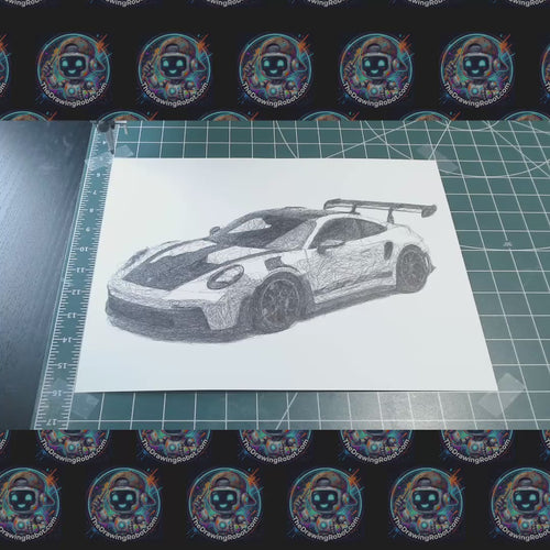 Porsche 911 GT3 RS – Pen Plotter Line Drawing