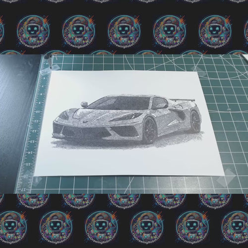 C8 Corvette Stingray Pen Plotter Line Drawing