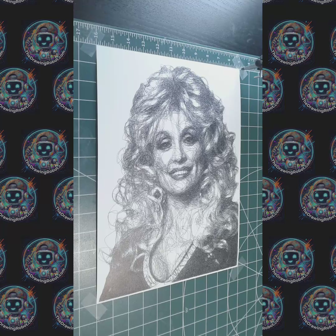 Dolly Parton Portrait: Pen Plotter Line Art Drawing