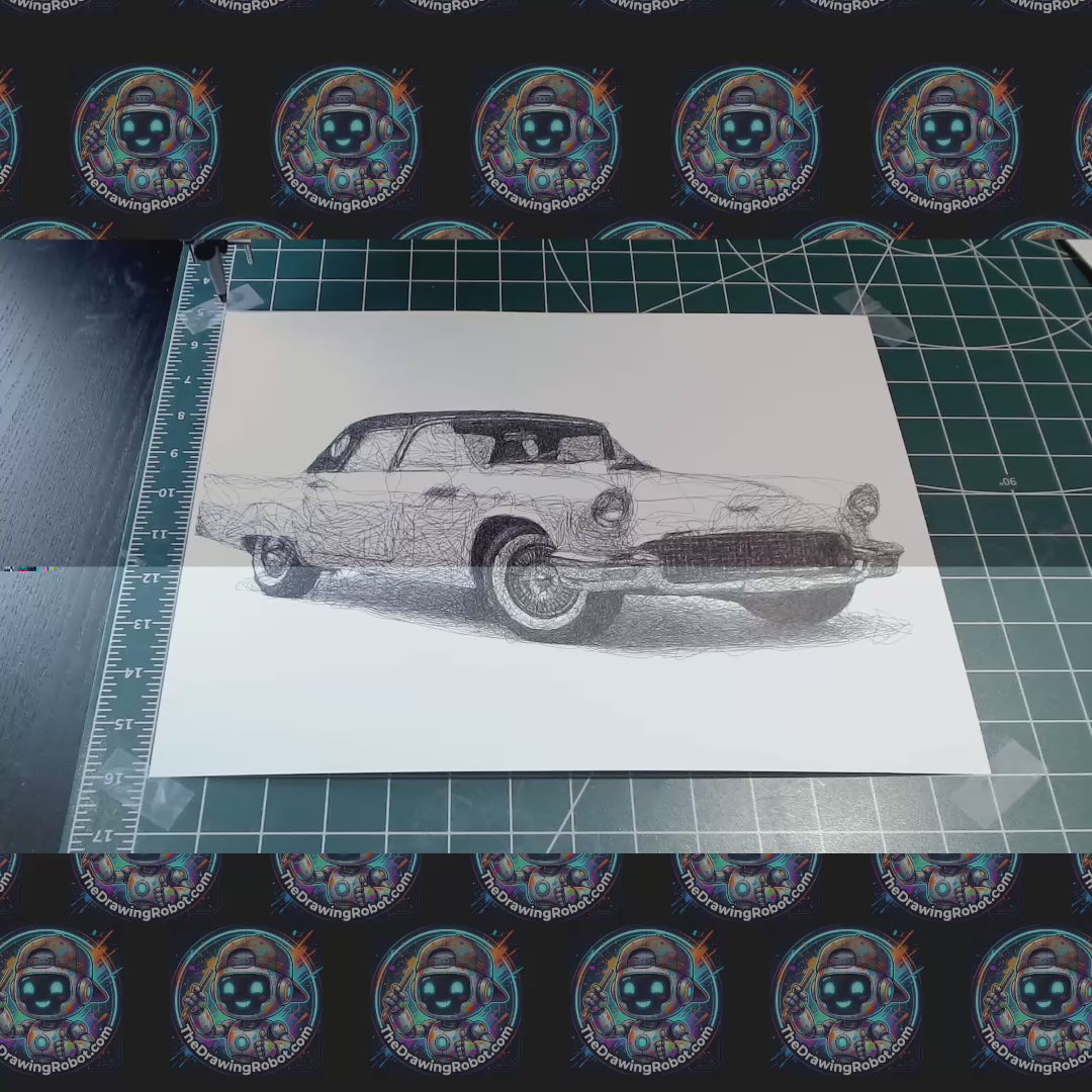 Ford Thunderbird Pen Plotter Line Drawing
